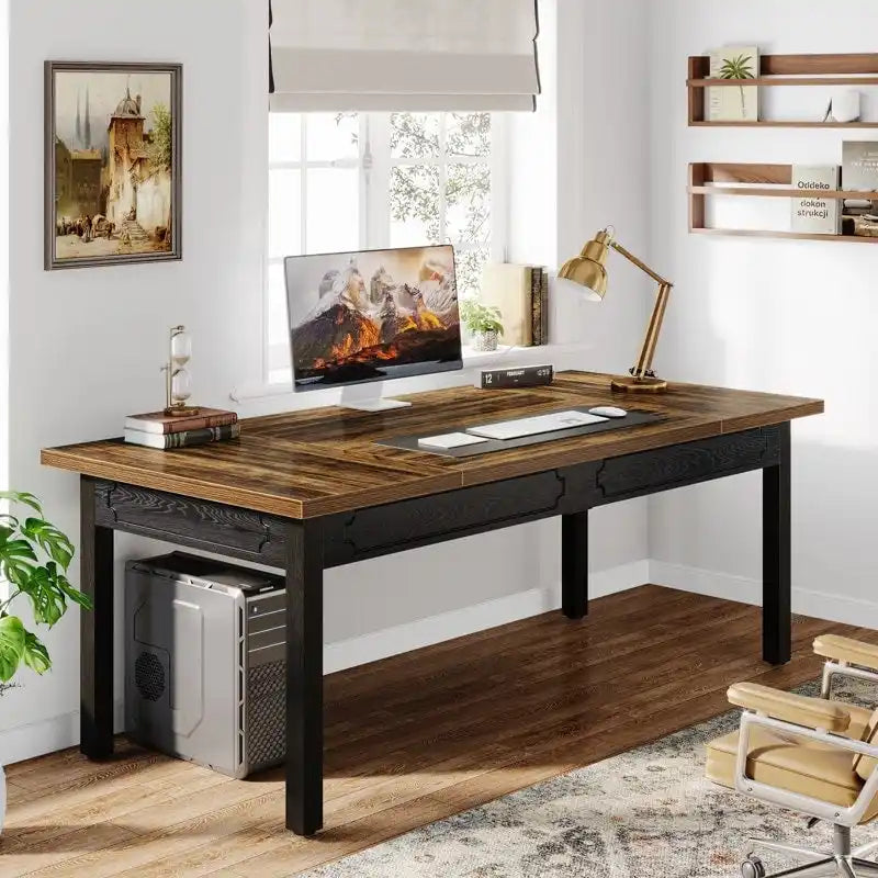 62.9 Inches Computer Desk, Large Executive Office Desk for Home Office