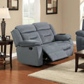 Niko Manual Recliner Loveseat, Light Gray Velvet, Solid Wood, 60 Inch