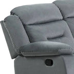 Manual Recliner Loveseat, Light Gray Velvet, Solid Wood, 60 Inch