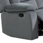 Manual Recliner Loveseat, Light Gray Velvet, Solid Wood, 60 Inch
