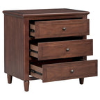 Mid-Century Modern Nightstand, Wooden Lockers with Metal Handle 3 Drawers, Entry Side Table with Solid Wood Legs