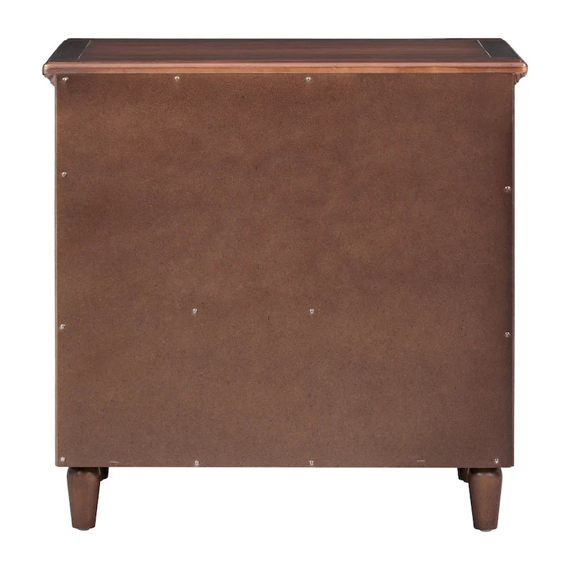Mid-Century Modern Nightstand, Wooden Lockers with Metal Handle 3 Drawers, Entry Side Table with Solid Wood Legs