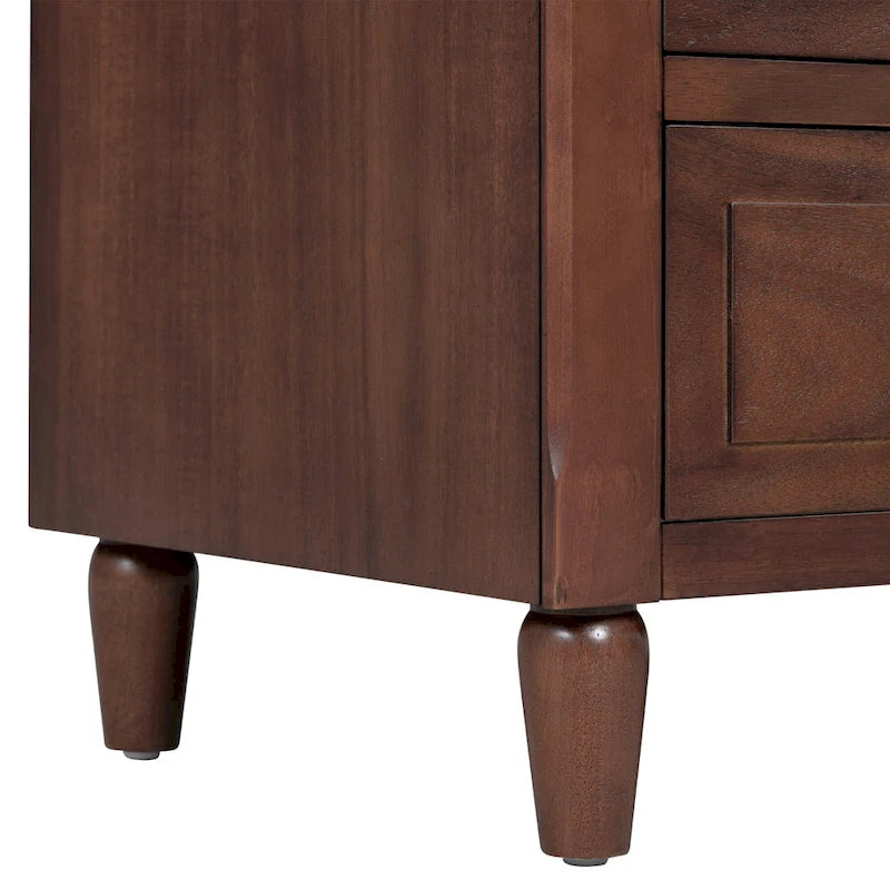 Mid-Century Modern Nightstand, Wooden Lockers with Metal Handle 3 Drawers, Entry Side Table with Solid Wood Legs