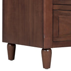 Mid-Century Modern Nightstand, Wooden Lockers with Metal Handle 3 Drawers, Entry Side Table with Solid Wood Legs