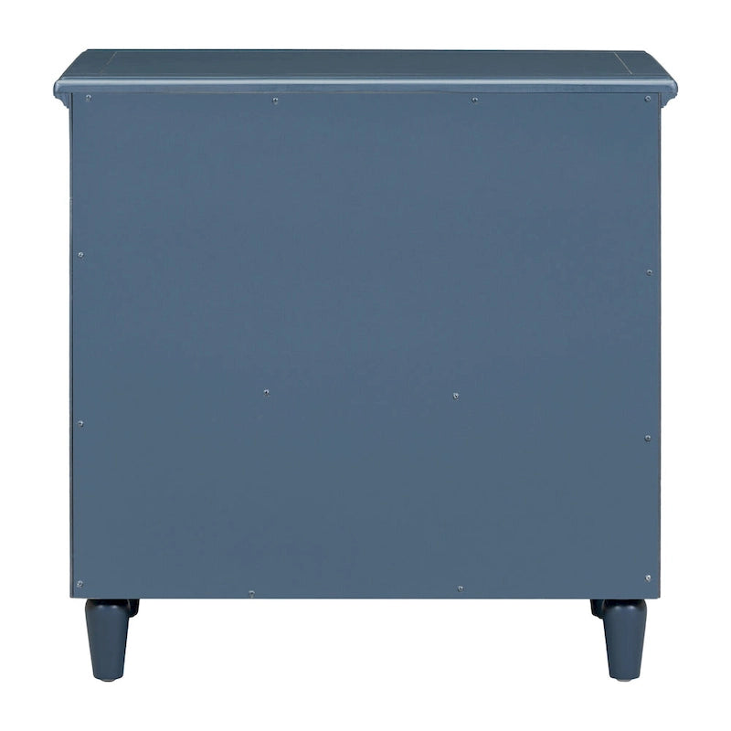 Mid-Century Modern Nightstand, Wooden Lockers with Metal Handle 3 Drawers, Entry Side Table with Solid Wood Legs