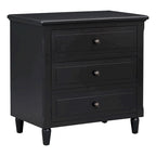Mid-Century Modern Nightstand, Wooden Lockers with Metal Handle 3 Drawers, Entry Side Table with Solid Wood Legs