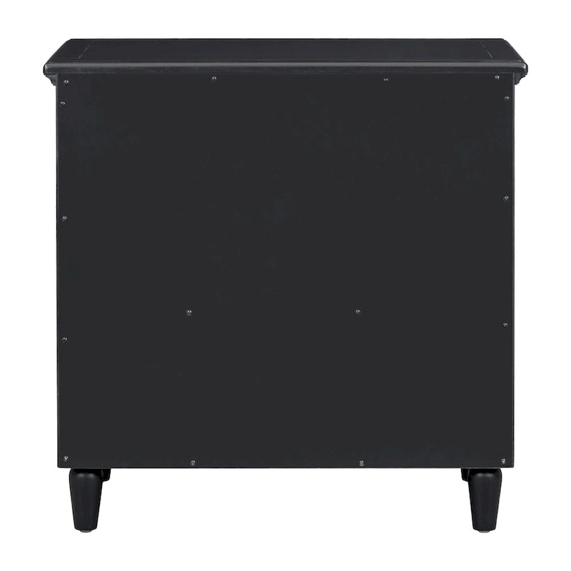 Mid-Century Modern Nightstand, Wooden Lockers with Metal Handle 3 Drawers, Entry Side Table with Solid Wood Legs