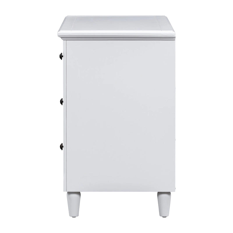 Mid-Century Modern Nightstand, Wooden Lockers with Metal Handle 3 Drawers, Entry Side Table with Solid Wood Legs