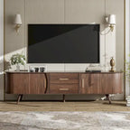 Mid-Century Modern TV Stand for 80 TV, Entertainment Center with Storage Media Console Table with 2 Drawers