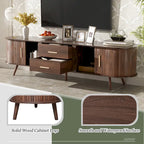 Mid-Century Modern TV Stand for 80 TV, Entertainment Center with Storage Media Console Table with 2 Drawers