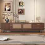 Mid-Century Modern TV Stand for 80 TV, Entertainment Center with Storage Media Console Table with 2 Drawers