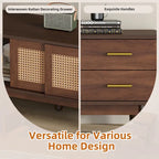 Mid-Century Modern TV Stand for 80 TV, Entertainment Center with Storage Media Console Table with 2 Drawers