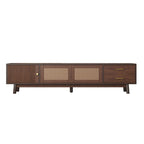 Mid-Century Modern TV Stand for 80 TV, Entertainment Center with Storage Media Console Table with 2 Drawers