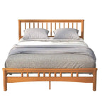 Oak Elegant Style Queen Size Wooden Platform Bed with Headboard for Bedroom