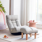 Upholstered Armless Recliner Set with Ottoman and Adjustable Headrest