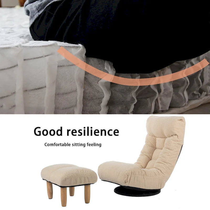 Upholstered Armless Recliner Set with Ottoman and Adjustable Headrest