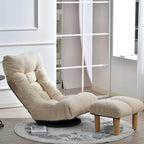 Upholstered Armless Recliner Set with Ottoman and Adjustable Headrest