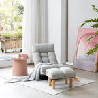 Upholstered Armless Recliner Set with Ottoman and Adjustable Headrest