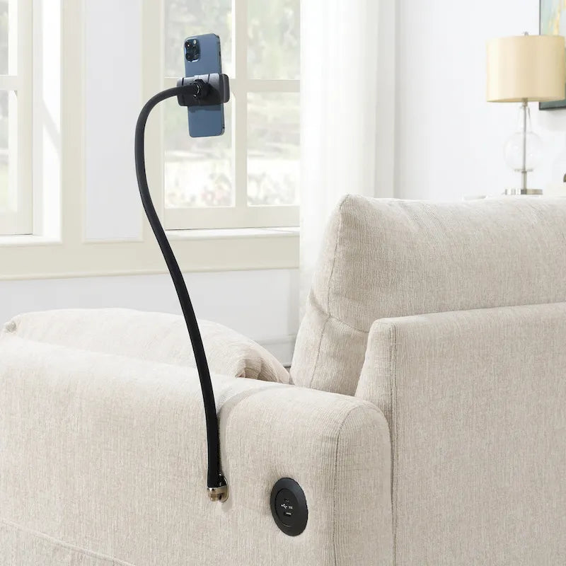 96.5 Chenille L-Shaped Sectional Sofa with Storage Ottoman, Adjustable Phone Holder, USB Charger and Armrest Storage Pockets