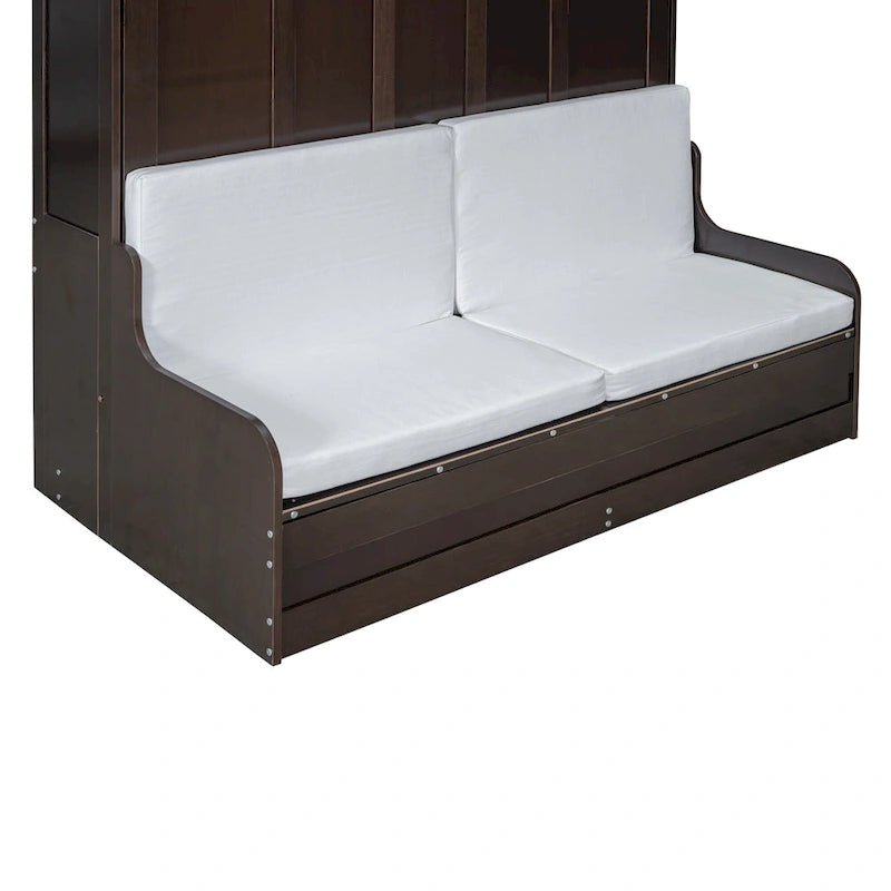 Espresso Queen Size Multi-function Murphy Bed with Cushion