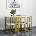 7-Piece Metal Frame Dining Table Set with Half-Round Table & 6 Chairs