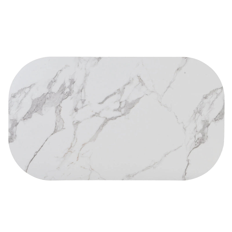 7-Piece Metal Frame Dining Table Set with Half-Round Table & 6 Chairs