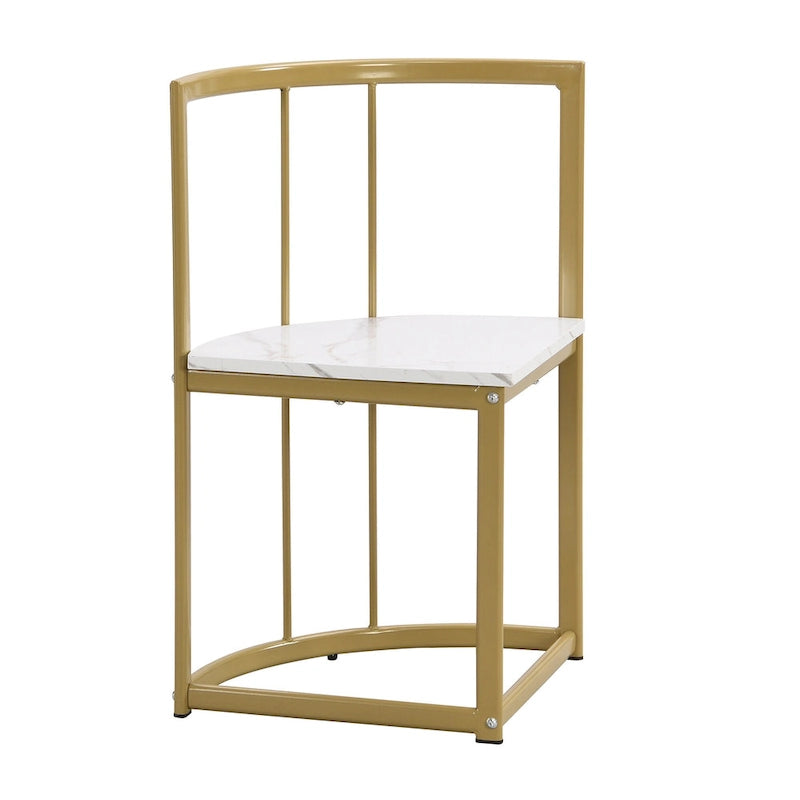 7-Piece Metal Frame Dining Table Set with Half-Round Table & 6 Chairs