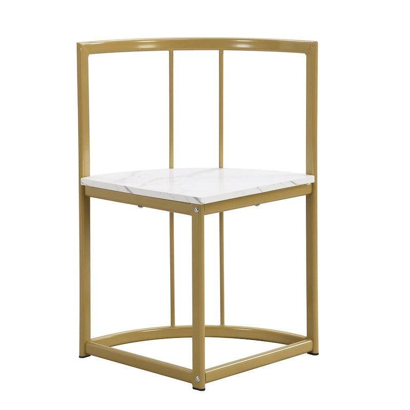 7-Piece Metal Frame Dining Table Set with Half-Round Table & 6 Chairs