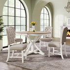 Retro 5-Piece Wooden Dining Table Set with Extendable Round Table & 4 Chairs