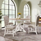 Retro 5-Piece Wooden Dining Table Set with Extendable Round Table & 4 Chairs
