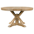 Retro 5-Piece Wooden Dining Table Set with Extendable Round Table & 4 Chairs