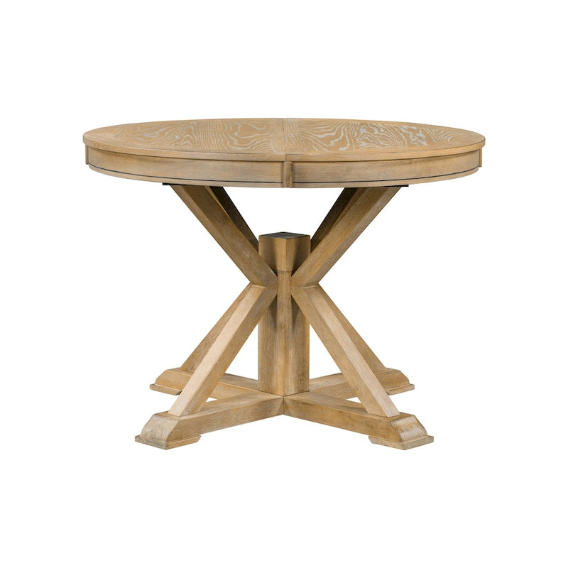 Retro 5-Piece Wooden Dining Table Set with Extendable Round Table & 4 Chairs