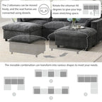 86.5 Chenille Modular Sofa with Storage Pockets, Movable Ottomans