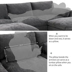 86.5 Chenille Modular Sofa with Storage Pockets, Movable Ottomans