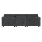 86.5 Chenille Modular Sofa with Storage Pockets, Movable Ottomans