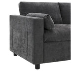 86.5 Chenille Modular Sofa with Storage Pockets, Movable Ottomans