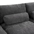 86.5 Chenille Modular Sofa with Storage Pockets, Movable Ottomans