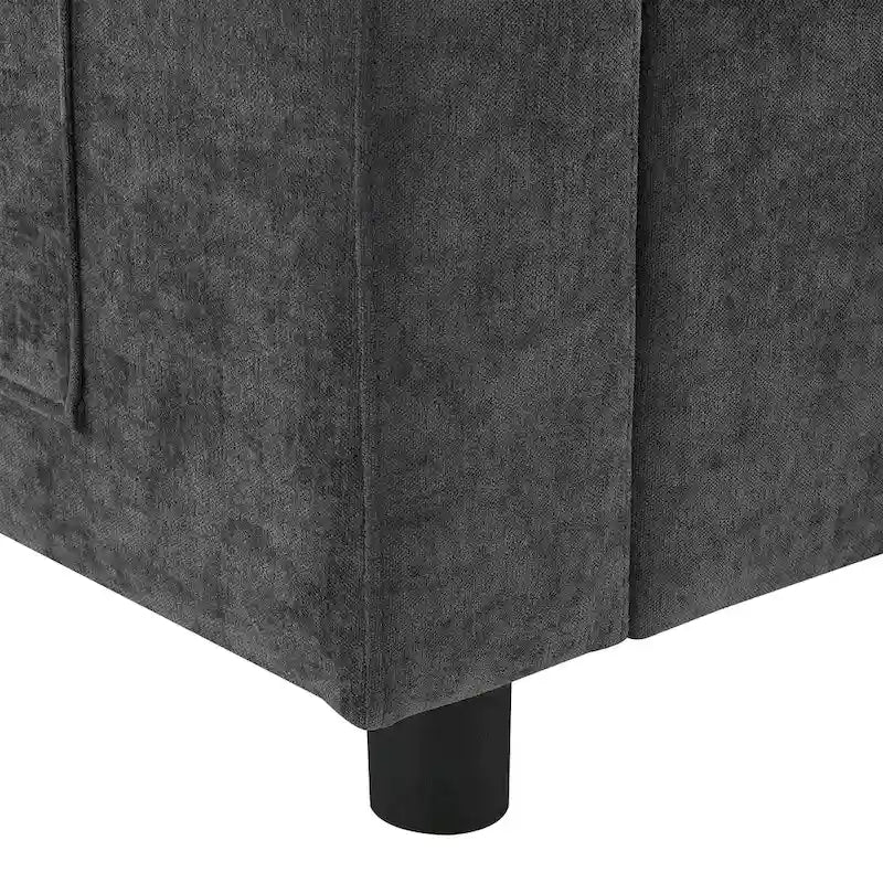 86.5 Chenille Modular Sofa with Storage Pockets, Movable Ottomans