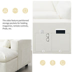 86.5 Chenille Modular Sofa with Storage Pockets, Movable Ottomans