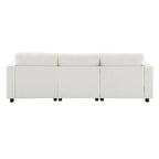 86.5 Chenille Modular Sofa with Storage Pockets, Movable Ottomans