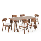 Exquisite medieval-modern style seven-piece dining room furniture set