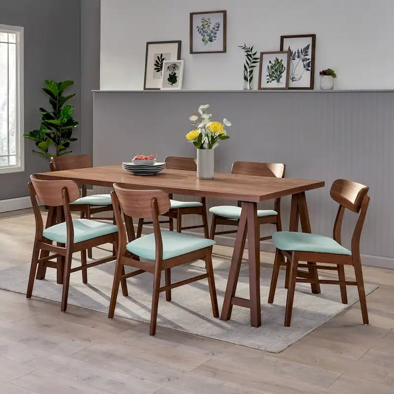Exquisite medieval-modern style seven-piece dining room furniture set