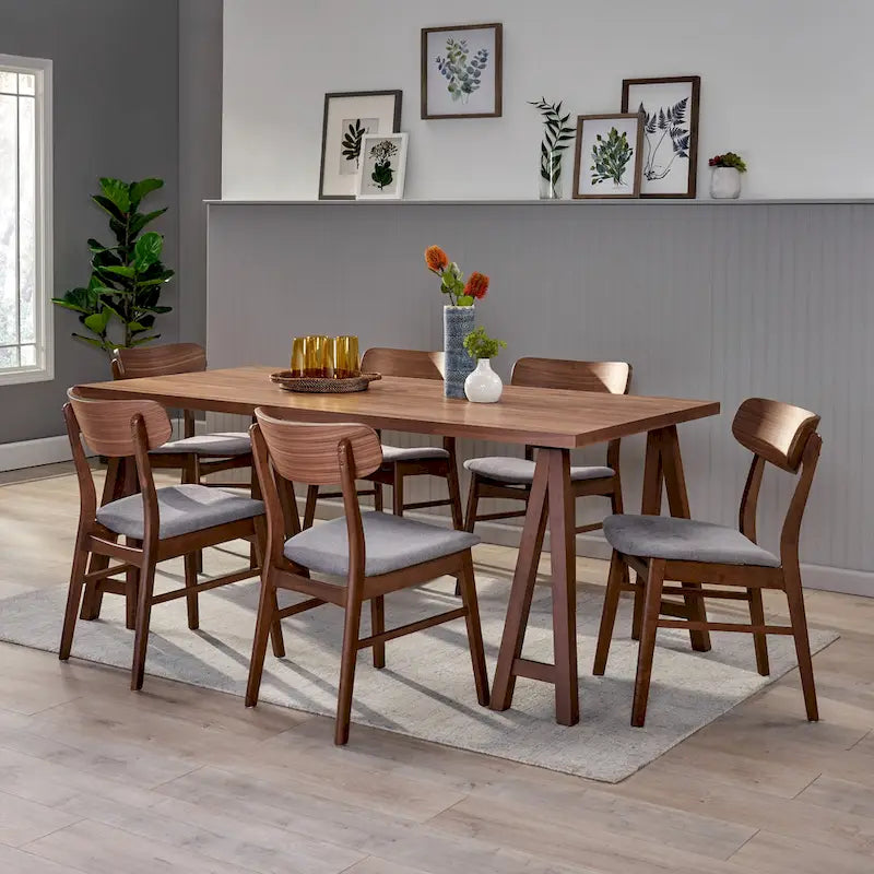 Exquisite medieval-modern style seven-piece dining room furniture set