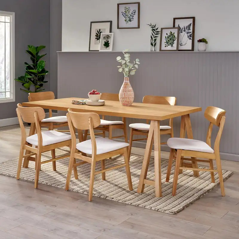 Exquisite medieval-modern style seven-piece dining room furniture set