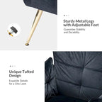 Modern velvet-cushioned armchairs with gold-tone metal legs, two-piece set.