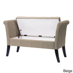 Upholstered Storage Bench with Scrolled Arms