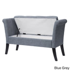 Upholstered Storage Bench with Scrolled Arms