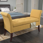Upholstered Storage Bench with Scrolled Arms