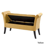 Upholstered Storage Bench with Scrolled Arms