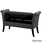Upholstered Storage Bench with Scrolled Arms